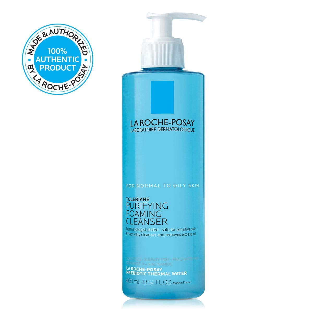 Toleriane Purifying Foaming Facial Cleanser, Niacinamide + Ceramides + Prebiotic Thermal Water, Oil Free Face Wash for Oily Skin, Pore Cleanser Safe for Sensitive Skin, Soap Free