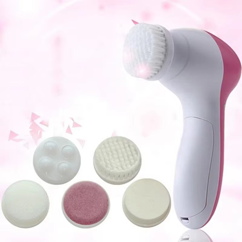 Electric 5 in 1 Electric Facial Cleaner Brush Wash Machine Spa Skin Care Massage Blackhead Cleaning Facial Cleanser Tools